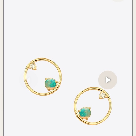 Wwake Diamond and Opal Circle Gold Earrings - Picture 5 of 5